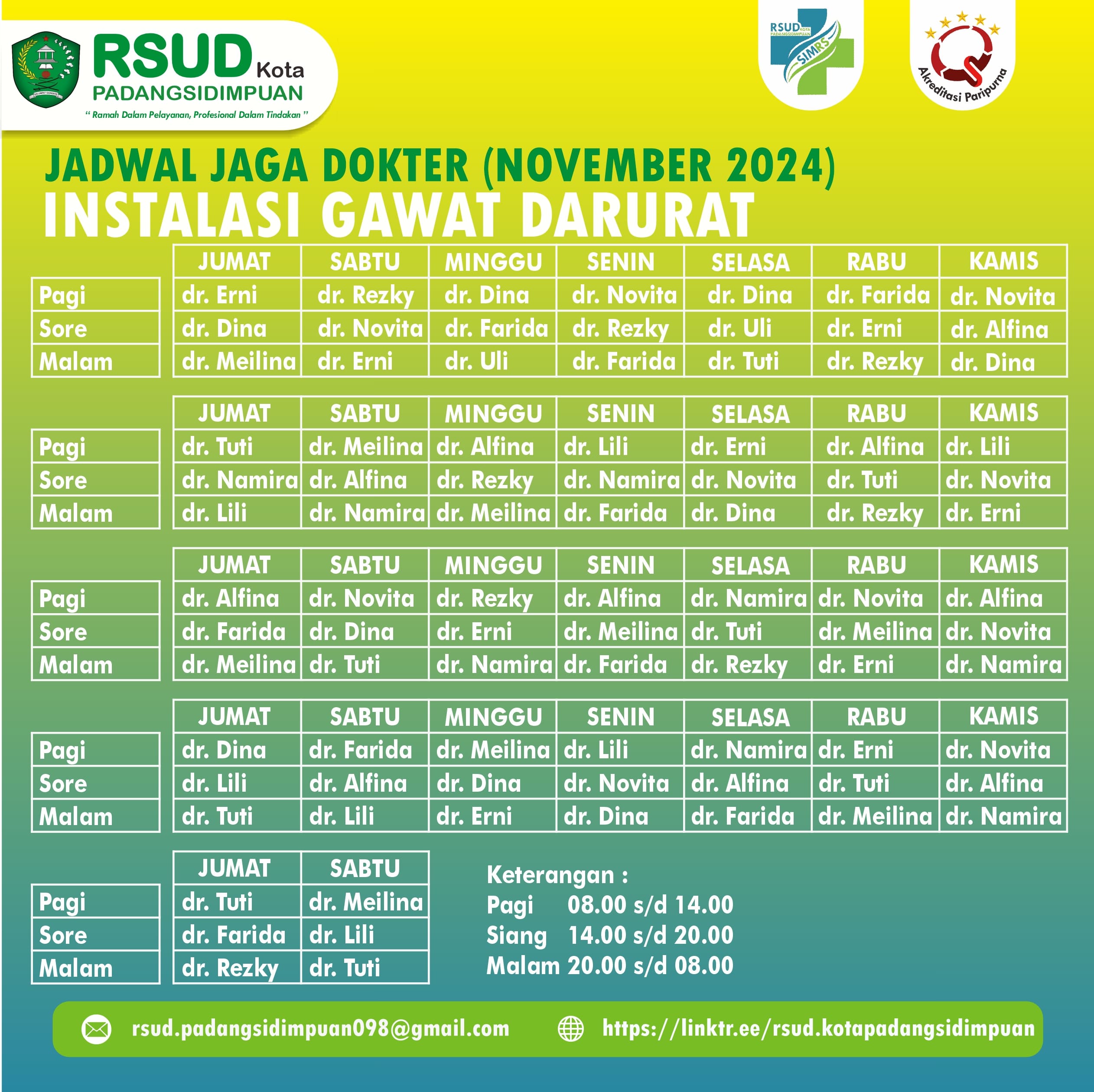 JADWAL JAGA DOKTER INSTALASI GAWAT DARURAT Image