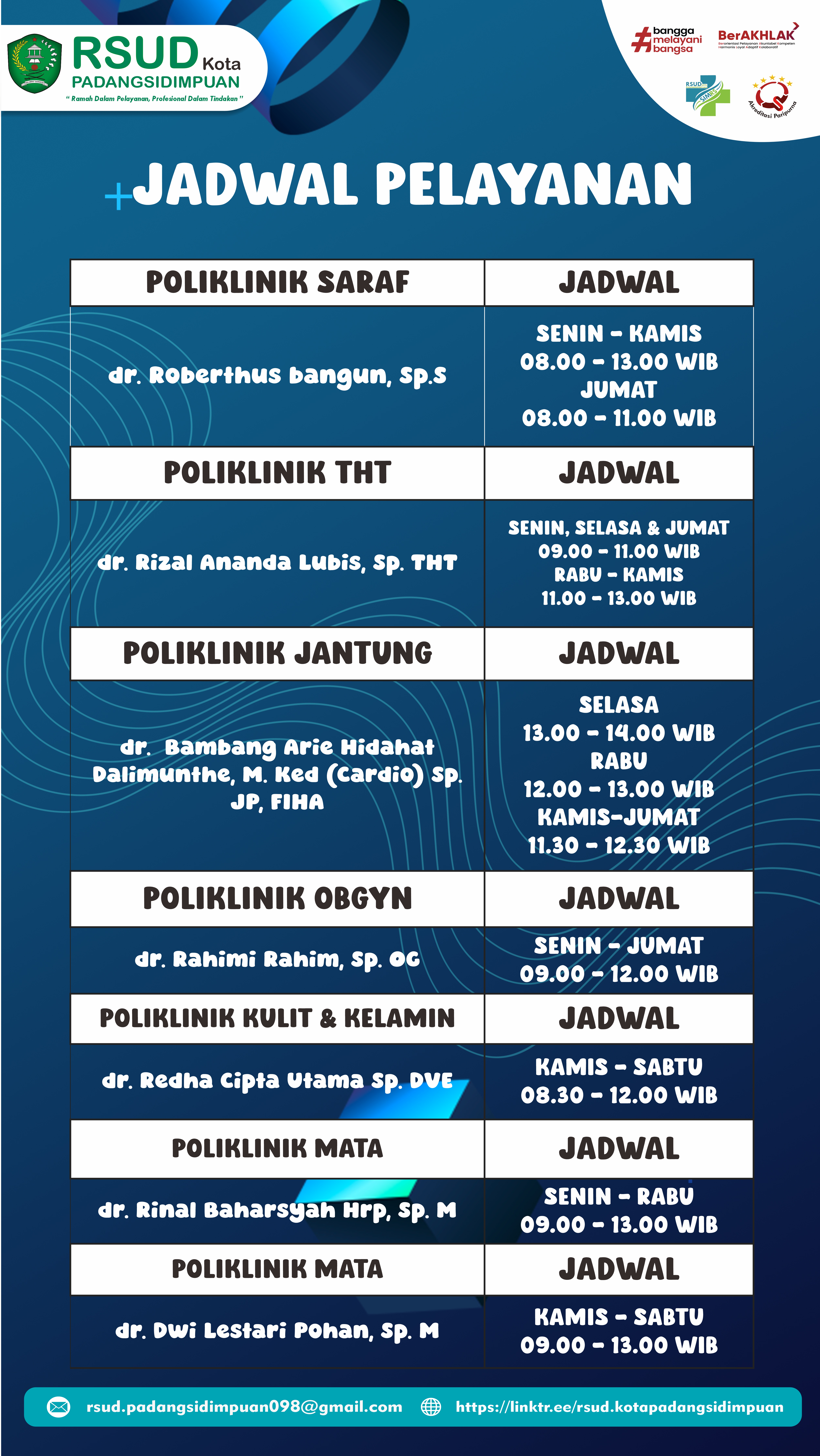 Jadwal Dokter Rumah Sakit Umum Daerah Kota Padangsidimpuan Image