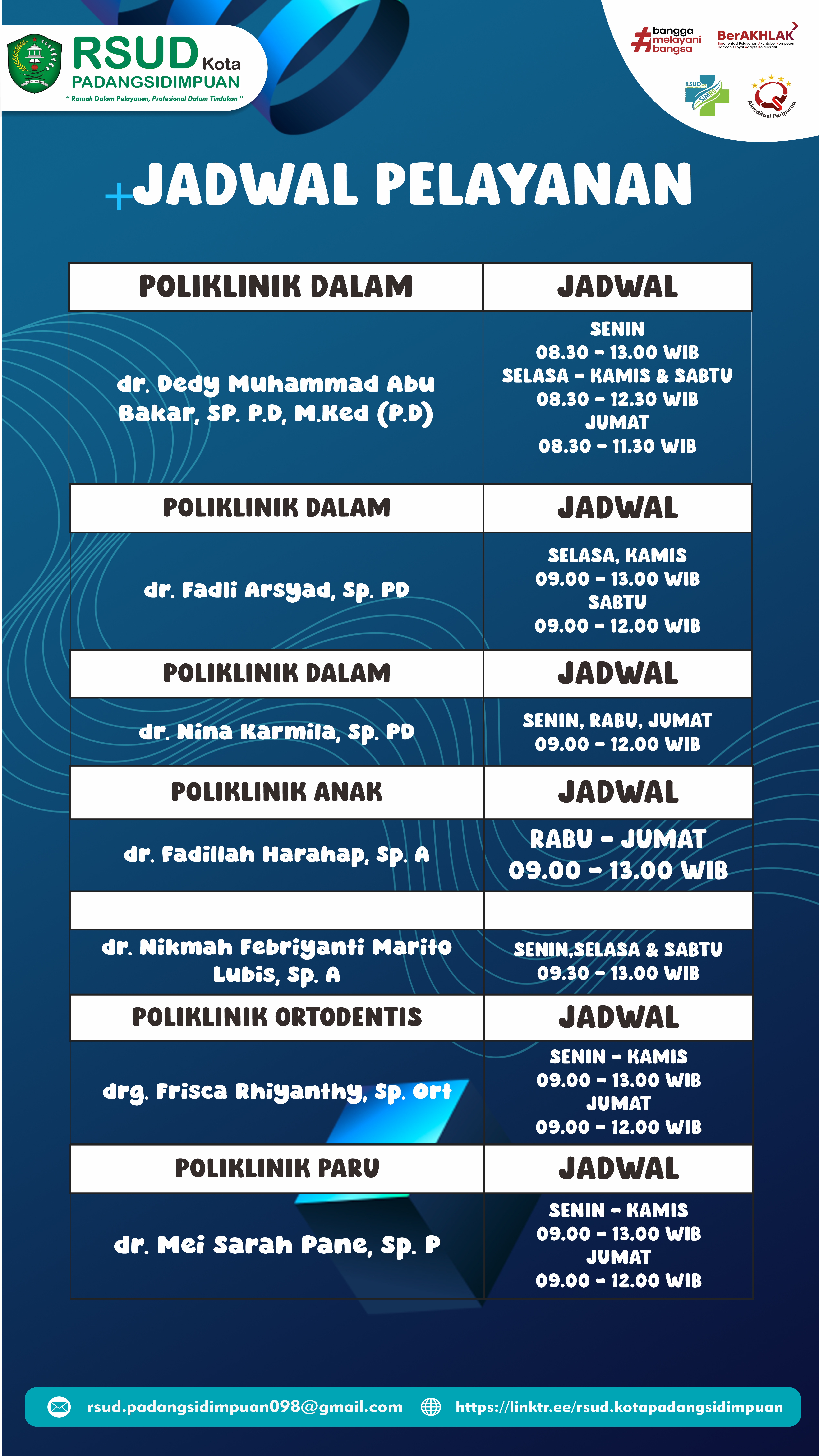 Jadwal Dokter Rumah Sakit Umum Daerah Kota Padangsidimpuan Image